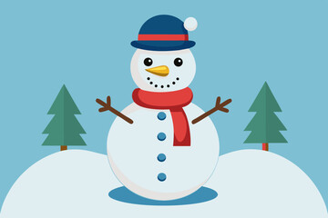 Snowman clipart, isolated vector illustration.