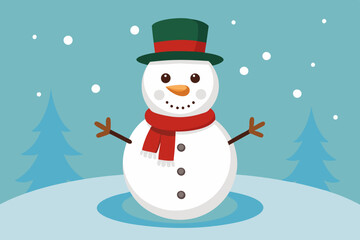 Snowman clipart, isolated vector illustration.