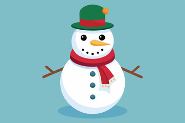 Snowman clipart, isolated vector illustration.