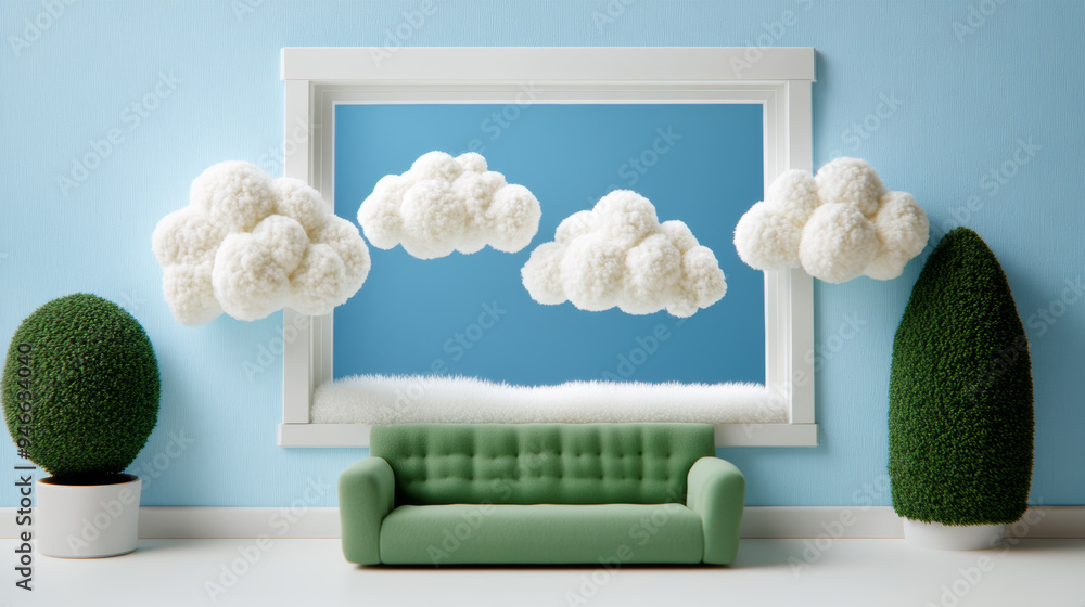 Poster catchy pvc window ad with an animated effect showing weather changes while maintaining perfect indoo