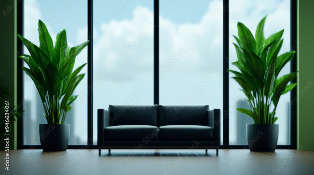 Poster catchy pvc window ad with an animated effect showing weather changes while maintaining perfect indoo