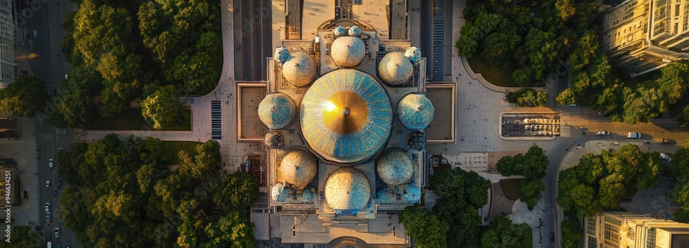 Aufkleber aerial view of a building with multiple domed roofs