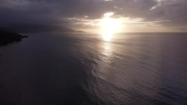 Static frame of a Caribbean sunset at the golden hour