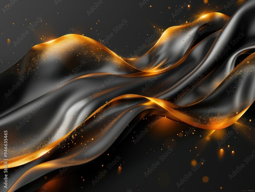 Poster elegant black and gold lines intertwine, creating a mesmerizing abstract composition full of depth