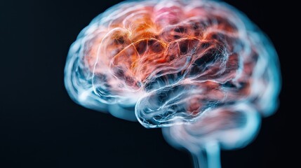 An artistic and vivid digital illustration depicting the human brain with highlighted neural connections, showcasing a blend of art and scientific representation.