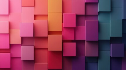 An imaginative display of gradient-colored blocks meticulously arrayed, creating an engaging and vibrant abstract piece perfect for modern interior decoration.