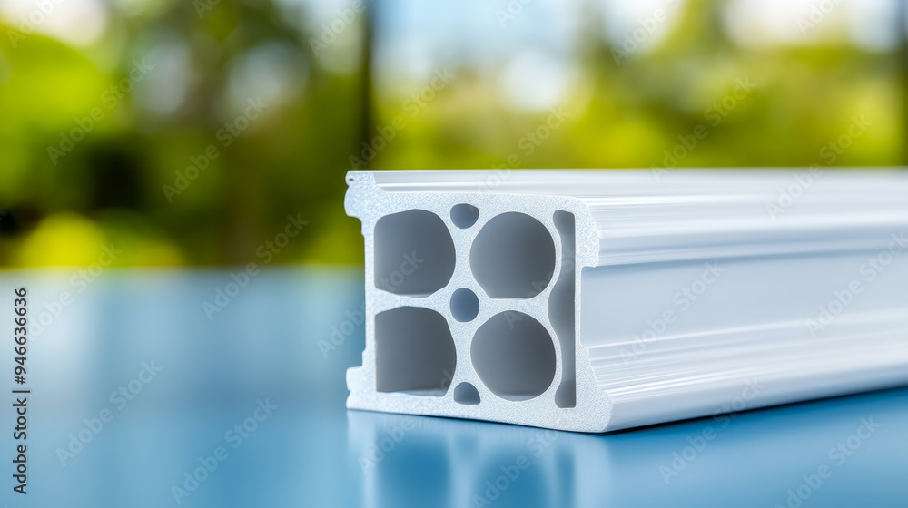 Poster cross-section view of a pvc window frame showcasing its insulation layers and multi-chamber design e