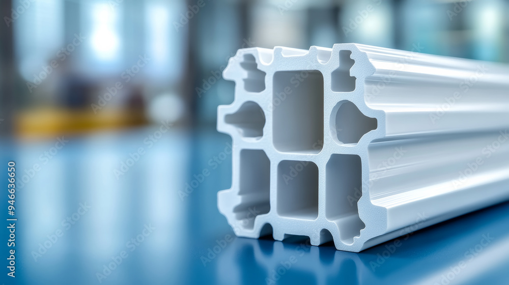 Poster cross-section view of a pvc window frame showcasing its insulation layers and multi-chamber design e