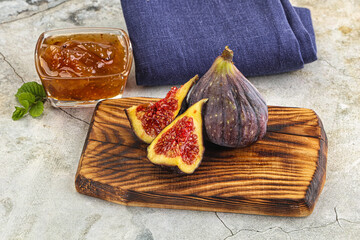 Purple ripe fig with cut