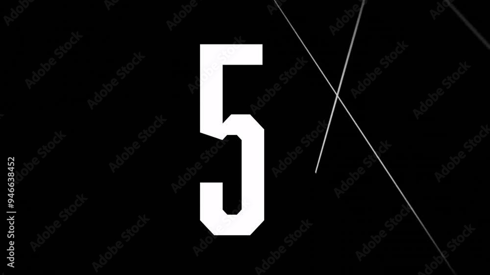 Poster number 5 animation with intersecting lines on black background