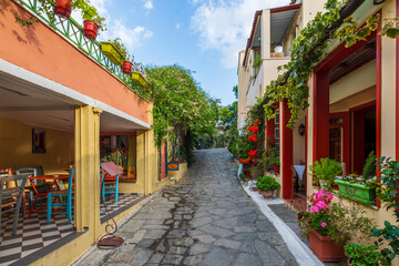 Colorful street view in of Athens.