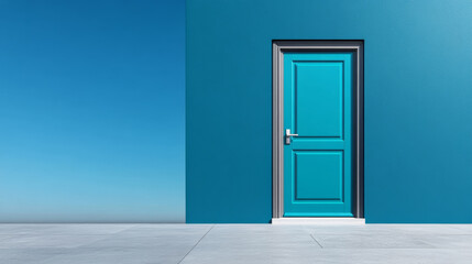 Energy-efficient PVC door with triple-glazed glass panels insulated and weather-resistant gradient background transitioning from light blue to deep gray perfect for eco-friendly homes 