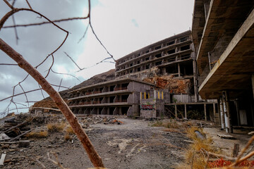Fototapeta premium Abandoned construction site of a hotel in the Canary Islands