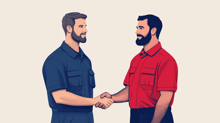 Friendly auto mechanic greeting a custome