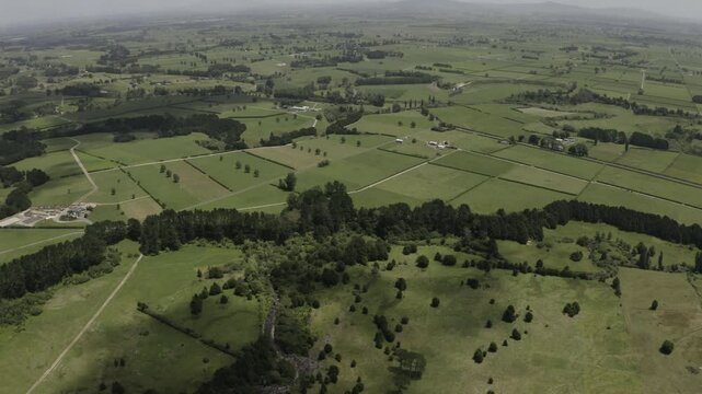 Great hike. Great weather. Aerial view of the surrounding farmlands around Wairere Falls.