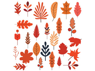 Autumn Leaves flat design collection a white background