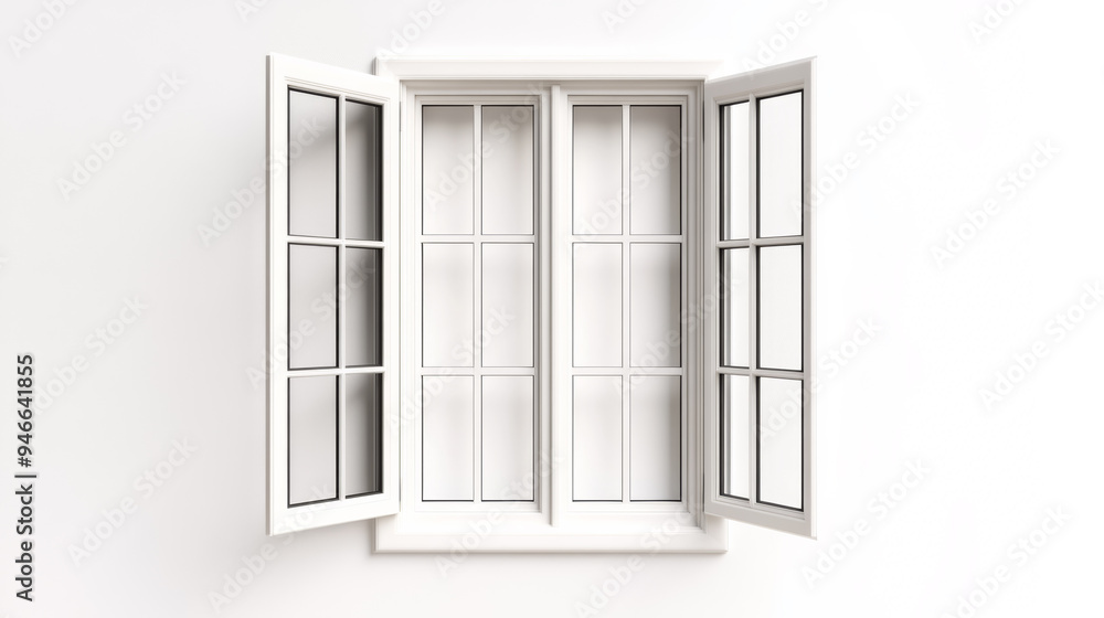 Poster isolated pvc window with multiple panes on a clean white background crisp and minimalist design perf