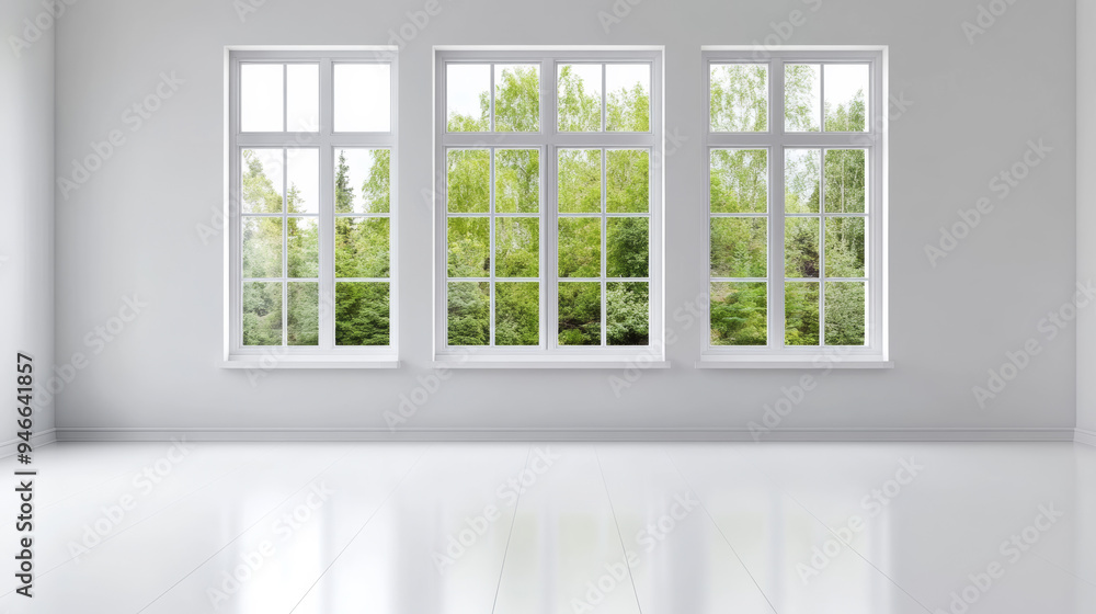 Poster isolated pvc window with multiple panes on a clean white background crisp and minimalist design perf