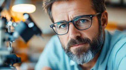 An image of a dedicated scientist conducting research using a microscope in a modern laboratory setting, emphasizing the importance of scientific investigation and precision.