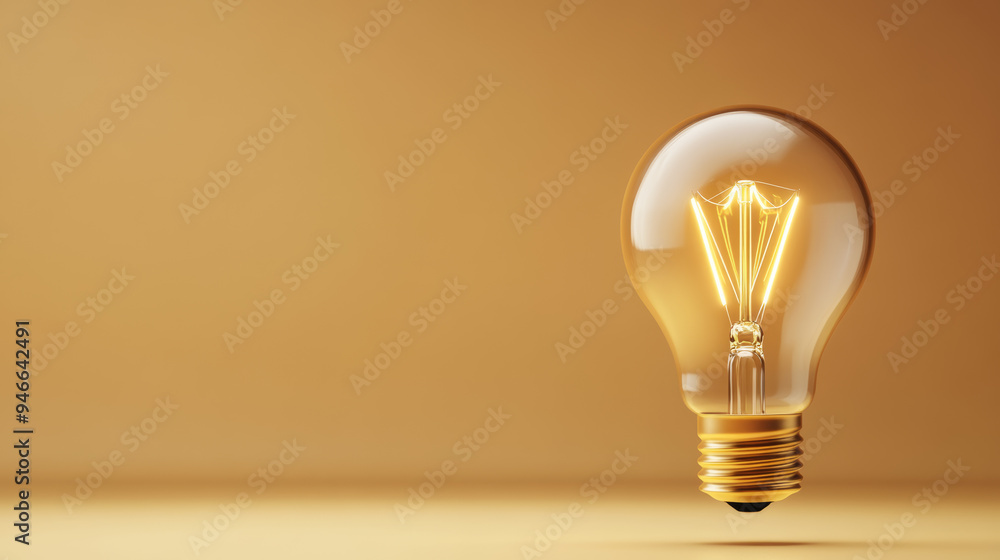 Aufkleber minimalistic glowing lightbulb icon with electric sparks inside floating on a gradient background sh