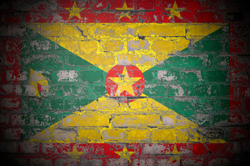 Flag of Grenada on brick wall