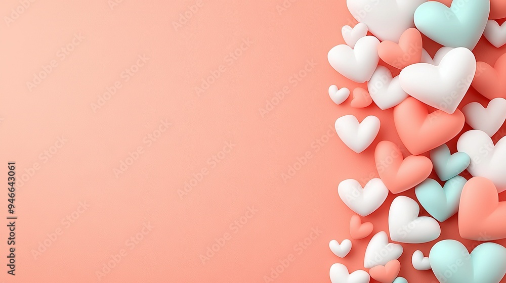 Aufkleber a collection of hearts on a pink background with space for inserting text or images