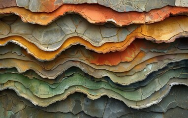 Colorful, layered rock formations with a wavy texture