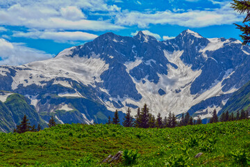 Wanderweg vom Hochtannbergpass in Warth zum Körbersee in Schröcken (Vorarlberg, Österreich)