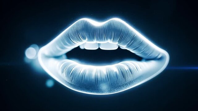 Close-up of female hologram lips