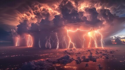 multiple cloudtoground lightning strikes in stormy sky dramatic weather phenomenon