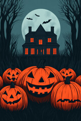 Spooky Halloween party invitation design with eerie
