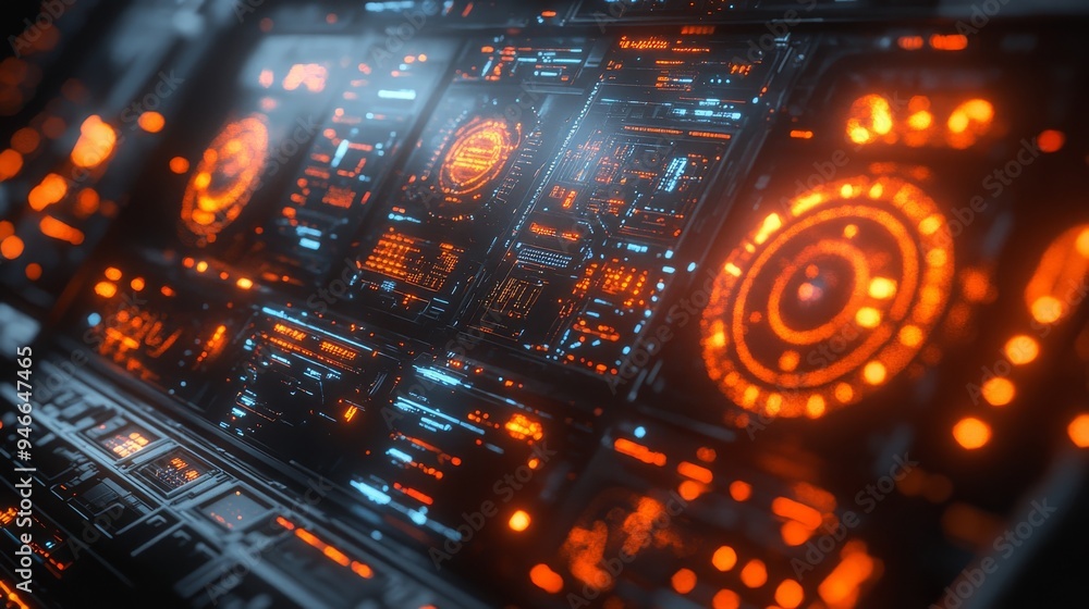 Poster a vibrant holographic display showcases intricate timelines of technological evolution, featuring gl