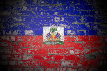 Flag of Haiti on brick wall