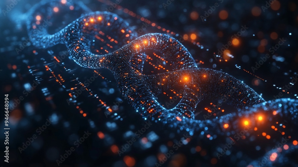 Poster sophisticated holographic technology is utilized for analyzing genetic structures, showcasing dynami