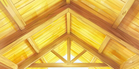 Yellow-Stained Wooden Beams: A light and airy wooden ceiling with yellow-stained beams, adding a touch of sunshine to any design.