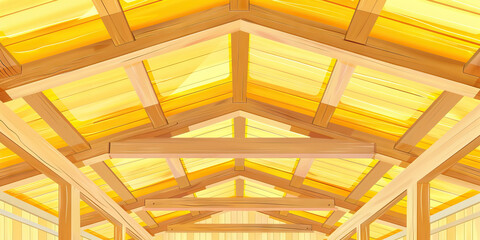 Yellow-Stained Wooden Beams: A light and airy wooden ceiling with yellow-stained beams, adding a touch of sunshine to any design.