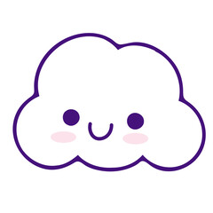 A cute purple cloud emoji with a smiling face and rosy cheeks