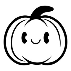 A cute, smiling black and white pumpkin icon