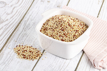 Raw dry quinoa cereal grain