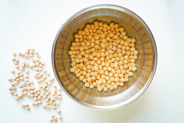 Chickpeas soaked in water