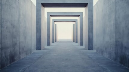 Fototapeta premium A Neo Brutalist memorial with geometric shapes and a somber, heavy atmosphere, Neo Brutalism, memorial, geometric