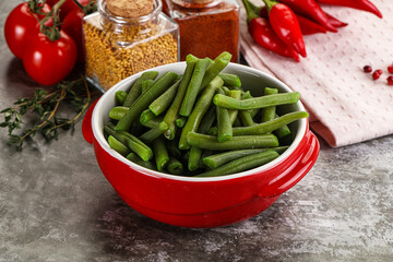 Vegan cuisine - boiled green bean
