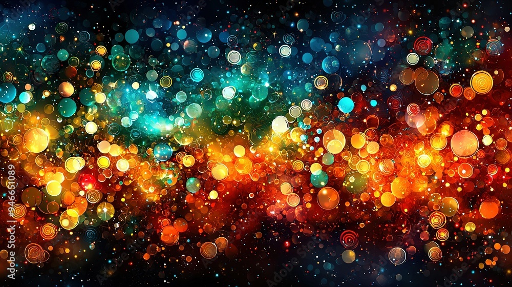 Poster a group of lights illuminating a dark background is shown in the picture, but there appears to be so