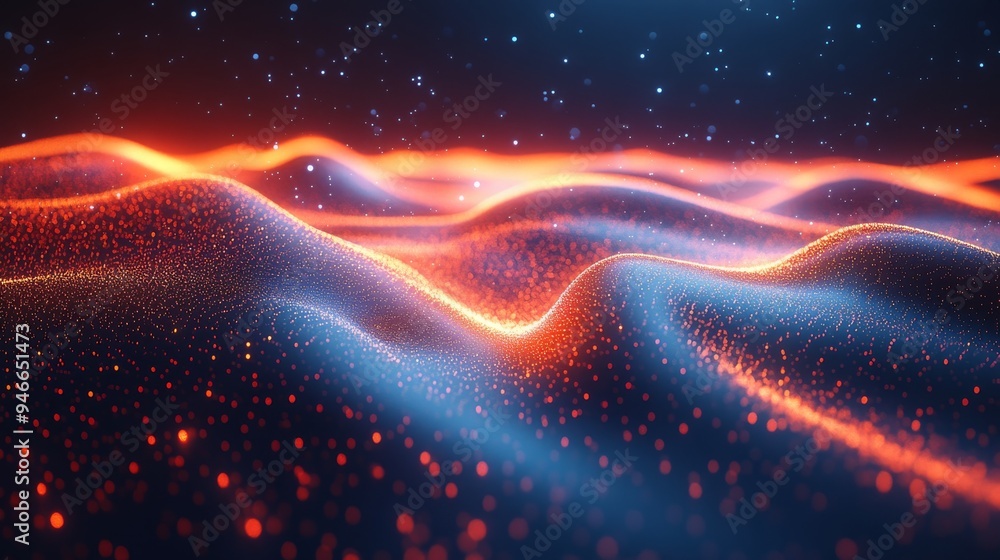 Poster dynamic holographic representations of encrypted information create a wave-like pattern illuminated 