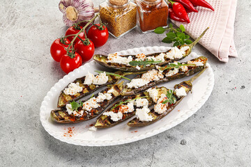 Grilled eggplant with feta cheese
