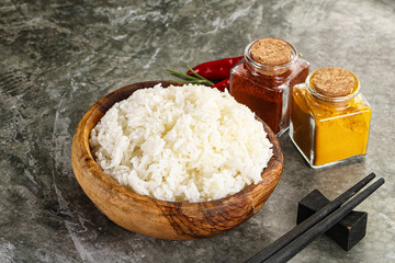 Steamed Basmati rice in the bowl