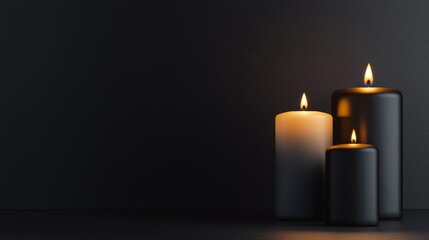 Glowing candles in a dark room, creating a warm and intimate atmosphere, cozy glowtime, peaceful and relaxing