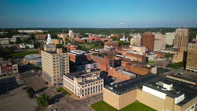 Aerial view of Youngstown State University campus in Youngstown downtown, Ohio was founded in 1908.