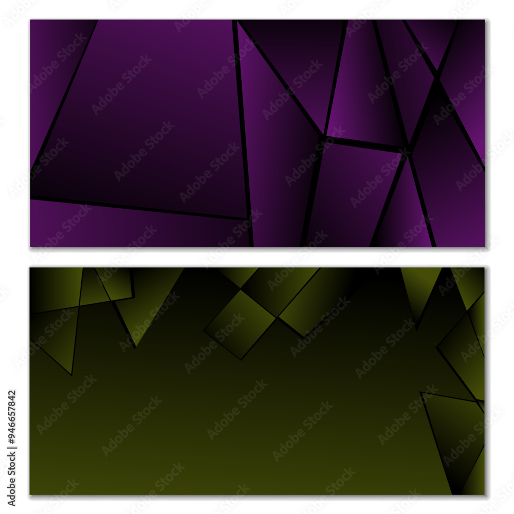 Wall mural Abstract polygonal pattern. Set of two dark gradient polygonal backgrounds. Background design, cover, postcard, banner, wallpaper