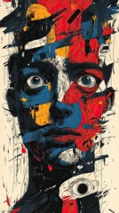 Obraz premium A chaotic mix of sharp lines and dark colors, representing anxiety and confusion.